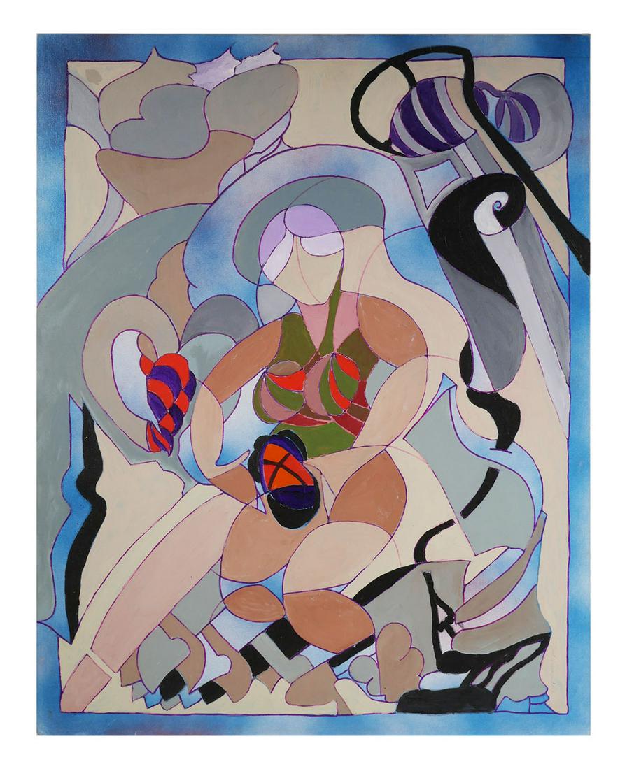 Green Beret WILLIAM YARBOROUGH, o/b, Abstract: Oil on board painting by Lieutenant General William P. Yarborough (1912-2005), U.S. Army. A combat veteran of WWII, Yarborough designed the Army's parachutist badge, paratrooper or 'jump' boots, and t