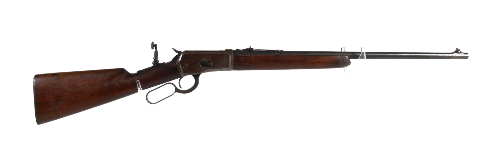WINCHESTER Model 53 Lever Action Rifle 25-20: Winchester Model 53 lever action rifle in .25-20 WCF caliber. The bottom of the receiver is marked with the serial #9717 and the number "19" is on the left side, next to the trigger. There is a "WP" W