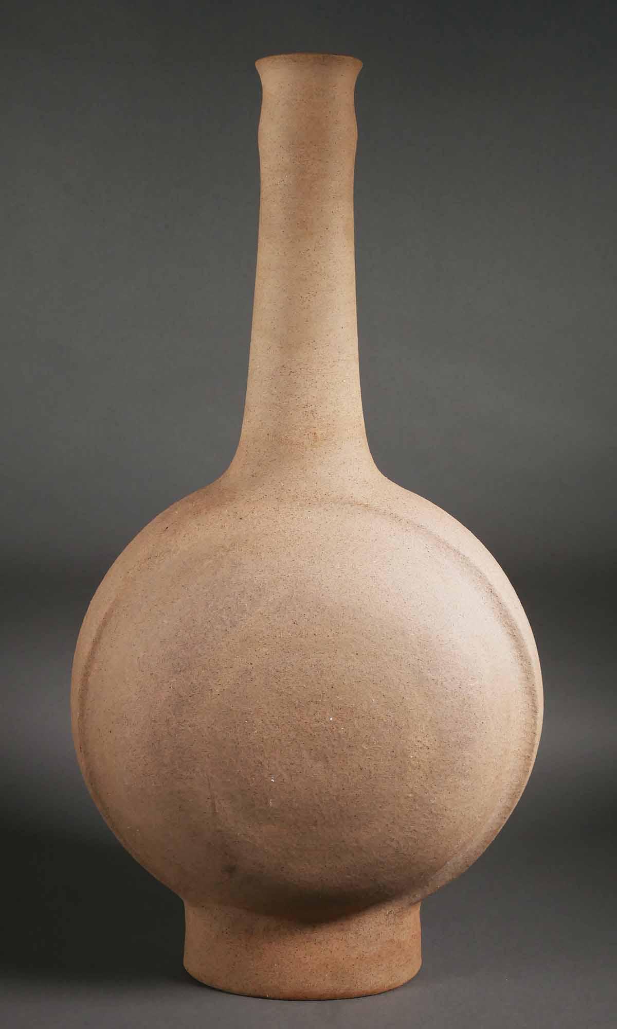 25" Tall GAMBONE Studio Pottery Bottle Vase: Large ceramic bottle vase by Bruno Gambone (1936-2021), measuring 25" x 13" , signed Gambone Italy on bottom, This item will need to be shipped by a packing company of your choice. We maintain a list 