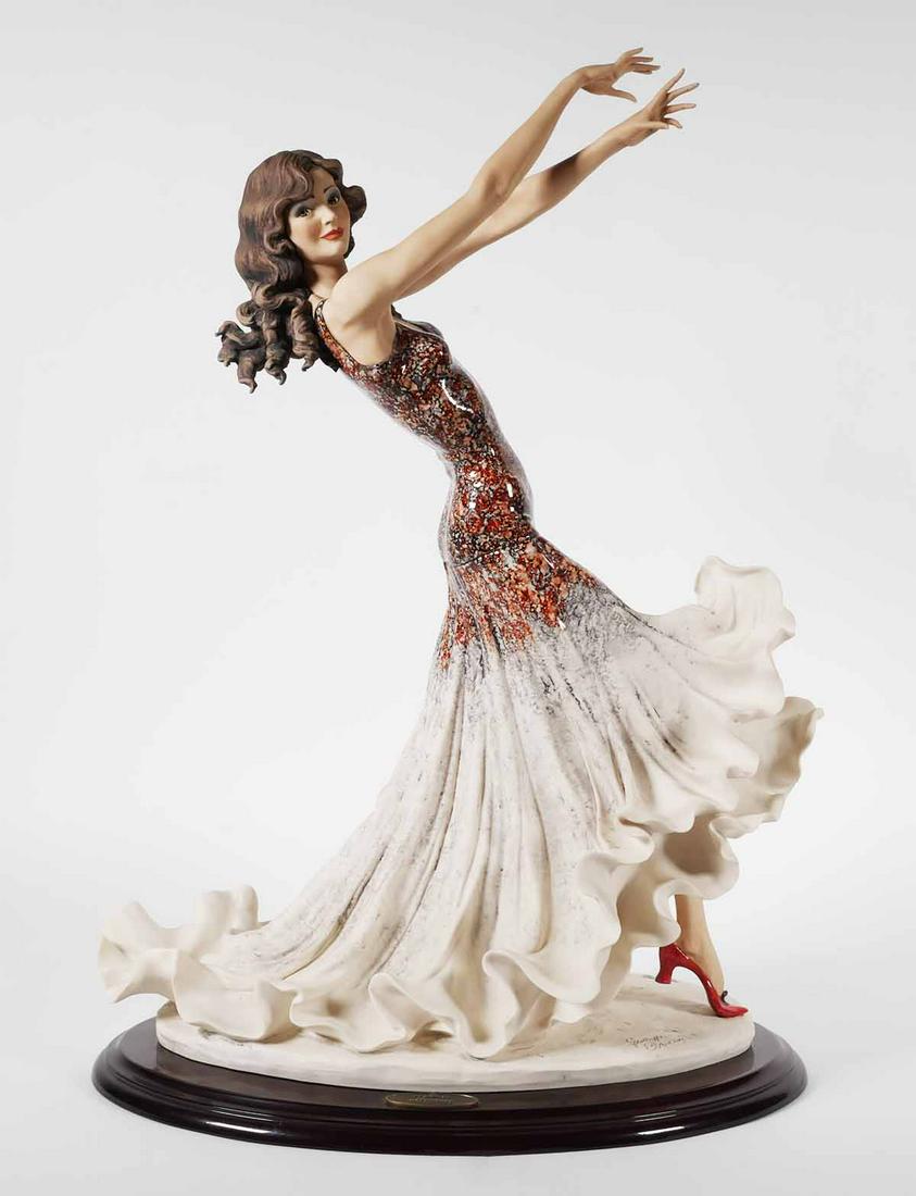 ARMANI Sculpture Mercedes: Florence Sculpture d'arte by Giuseppe Armani titled Mercedes Model 1711/C, limited edition figurine numbered 85/750, includes original box and packing material and COA, figure measures 25" high, in or