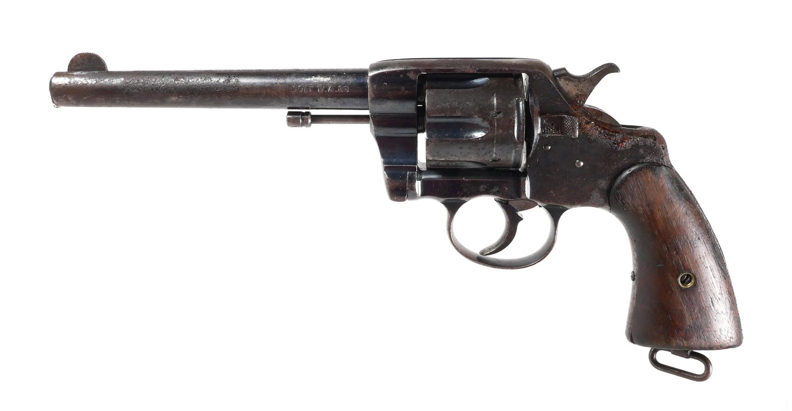 COLT DA 38 Army Model 1903: Colt double action Army Model 1903. Serial #240554. Barrel measures approx. 6". Capacity 6 rounds in .38 Long Colt caliber. Cylinder is stamped R.A.C. This item can be shipped in-house. Please check t