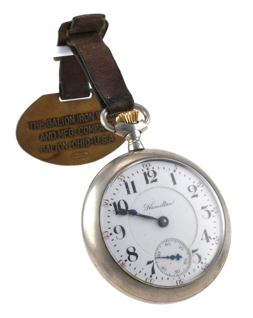 HAMILTON Inspectors Standard Pocket Watch: Circa 1906, Hamilton 950 Railroad openface pocket watch size 18s with double sunk dial. Serial #526924, 21 jewels, Inspectors Standard. Keystone silveroid case measures 54mm. This item can be shipped 