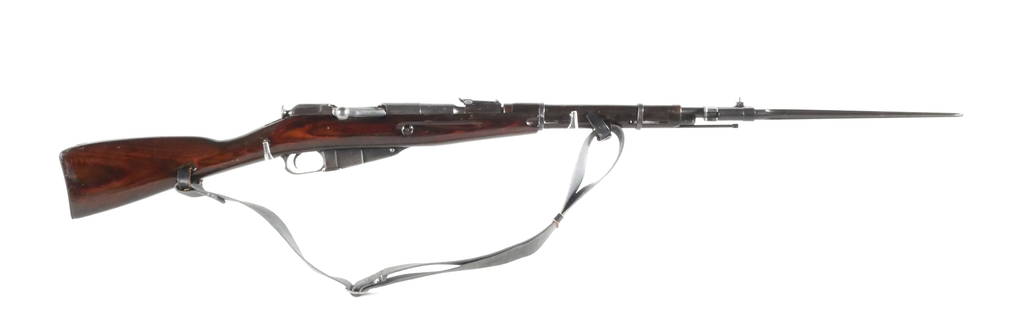 Russian MOSIN NAGANT M91/30 Bolt Rifle: Mosin Nagant M91/30 bolt action rifle in 7.62x54R caliber. Serial #W11467. Receiver dated 1944. Import markings on left side of receiver. Barrel measures approx. 20-1/2", 40-1/4" overall. Includes bay