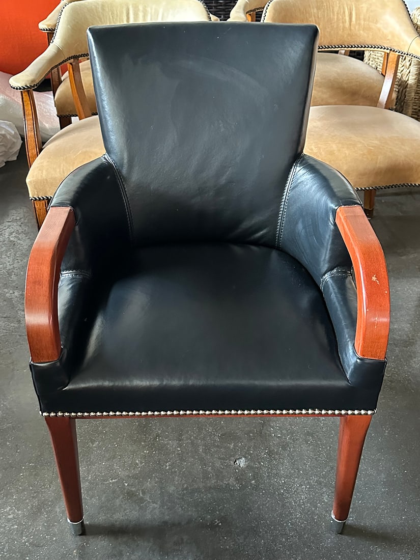 Ralph Lauren Brook Street Arm Chair Black Leather (1 of 7)