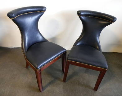 Ralph Lauren Highgate Dining Chair (Pair): RL Number: R116. Finish: Chairman Mahogany, Materials: Mahogany solids, Standard Features, Upholstered seat and back, Brass nail trim, Dimensions: W21"x D27"x H37”, Seat height 19 1/2” Thi