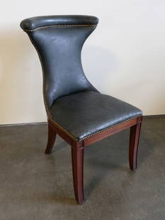 Ralph Lauren Highgare Dining Chair (Single): RL Number: R116. Finish: Chairman Mahogany, Materials: Mahogany solids, Standard Features, Upholstered seat and back, Brass nail trim, Dimensions: W21"x D27"x H37”, Seat height 19 1/2” Thi