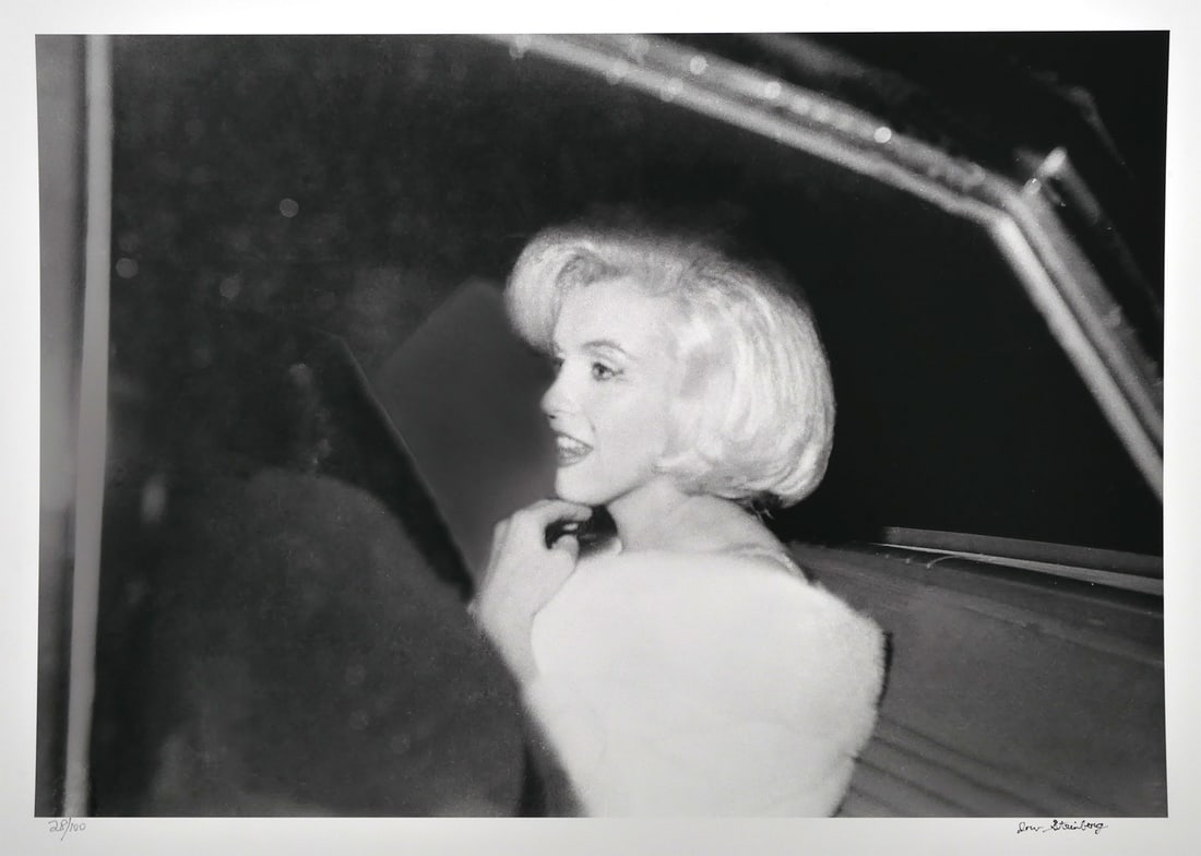MARILYN MONROE, Irv Steinberg Image: Large vintage image of Marilyn Monroe on her way to JFK birthday, signed in pen lower right corner Irv Steinberg and numbered in pencil 28/100, image measures 15" x 22", paper 21 x 24". Provenance: Fr