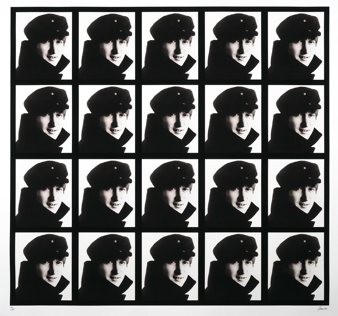 JOHN LENNON, Robert Freeman Photographs: Vintage image of John Lennon from 1964 by photographer Robert Freeman (he designed 5 of the Beatles album covers), signed lower right and numbered 2/25 lower left. Image measures 32-1/2" x 35" paper m
