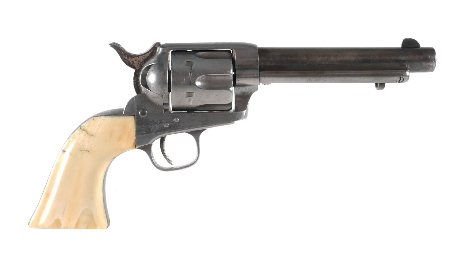 COLT SAA Single Action Army Revolver, Letter: Colt SAA, serial 20887. Numbers match on frame, guard, butt and cylinder. .45/c caliber. 5-1/2" barrel. Comes with 2004 Colt letter. Walrus grips. This item can be shipped in-house.