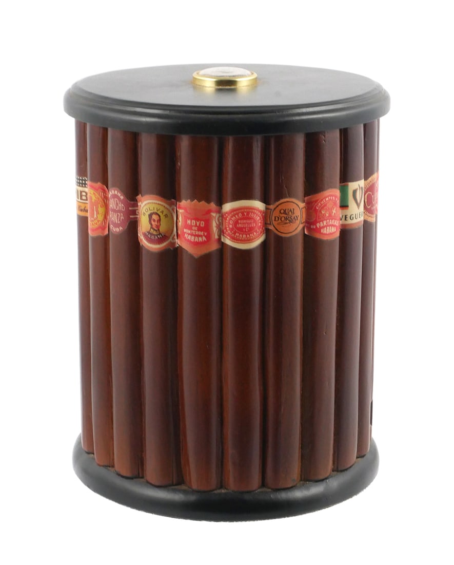 Hotel Habana Libre CUBAN Cigar Humidor: Vintage Hotel Habana (Havana, Cuba) cedar humidor featuring 22 different cigar labels. Lid exterior has a hygrometer, interior has plaque which reads "La Casa Del Habano / Hotel Habana Libre / 1st Edi