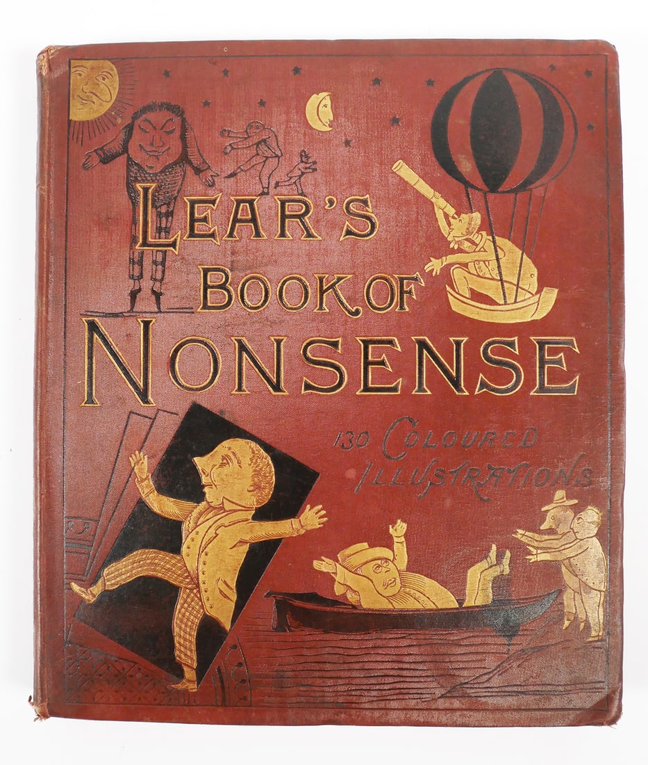 Rare Book: Edward Lear's Book of Nonsense: Edward Lear "Book of Nonsense" with 130 colored illustrations. Published London by Frederick Warne And Co, New York by Scribner, Welford, And Armstrong. Publication date unknown, late 19th century, ap