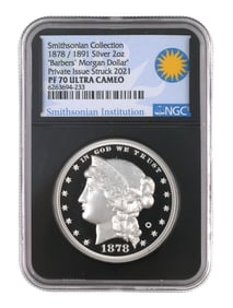 1878 Barber's Morgan SILVER Dollar 2oz Proof PF70