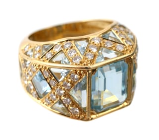 Tiffany & Co. 18K Aquamarine & Diamond Ring