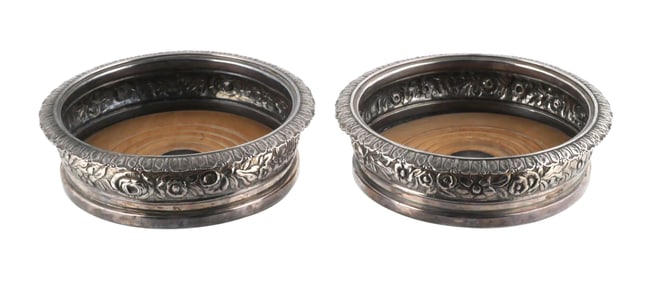 WILLIAM BATEMAN 2 Sterling Silver Wine Coasters