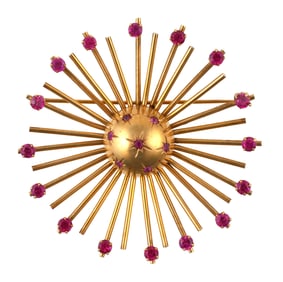 Rare Coro 10k Gold Pegasus Atomic Starburst Brooch