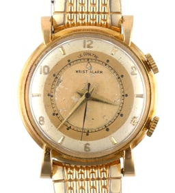 LE COULTRE 18k Gold Wrist Alarm Watch