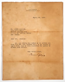 Eleanor [LOU] GEHRIG, Signed RSVP Letter