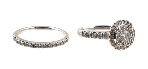 14K White Gold Diamond Double Halo Bridal Set