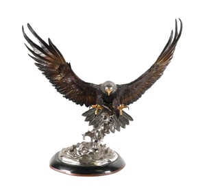 CHESTER FIELDS Bronze Eagle Sculpture