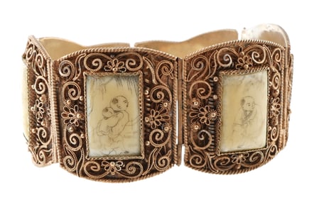 Antique Chinese Silver Filigree Bracelet