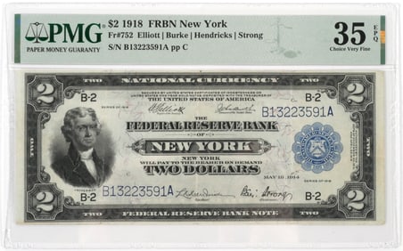 1918 FRBN Battleship $2, PMG 35 Choice VF EPQ
