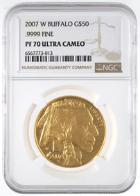GOLD PF70, 2007 W Buffalo Ultra Cameo $50