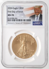 GOLD MS70, 2024 Donald Trump Eagle $50