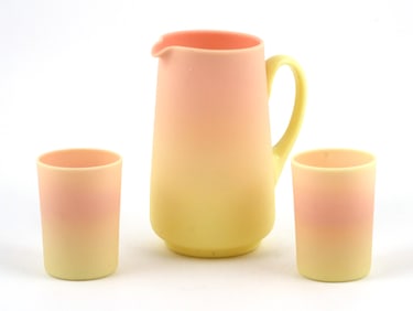 3pc Mount Washington Burmese Glass Set