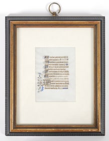 Illuminated 15C BOOK OF HOURS Manuscript Leaf