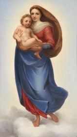 KPM Plaque, 19C, Sistine Madonna Raphael, 13"