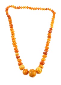 Baltic Amber Necklace, Graduated, Egg Yolk