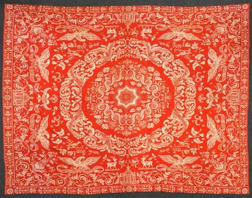Antique Antebellum 1858 American Coverlet