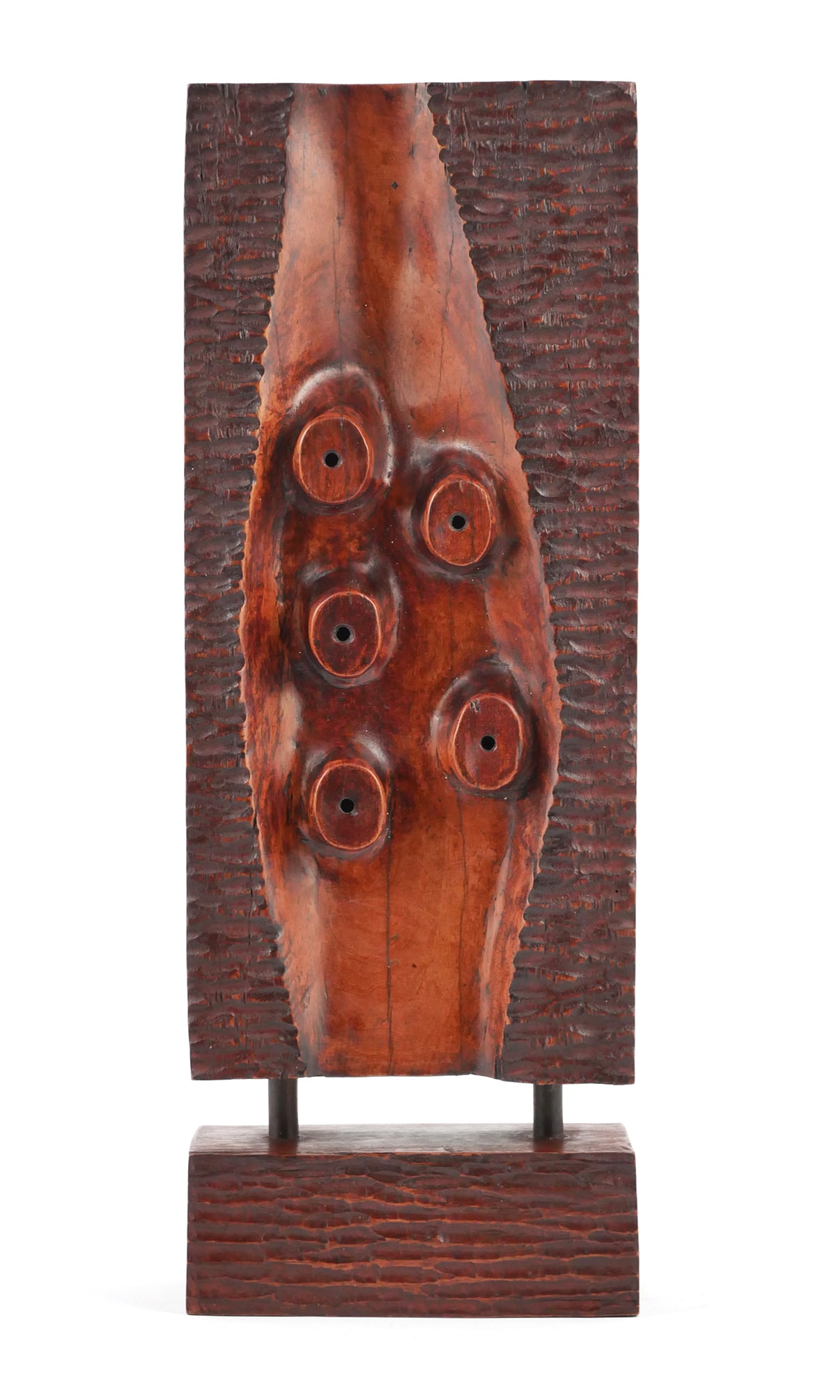Rolando Lopez Dirube (Cuba), Wood Sculpture: Wood sculpture by Dirube (Cuban, 1928-1997). Believed to be titled "Torus." The artist was born in Havana, and studied in the U.S. before returning to Havana. He later fled to the U.S., later settling