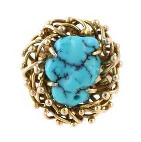 14k Gold Turquoise Chunk Ring