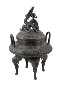 OSHIMA JOUN Meiji Bronze Koro Censer