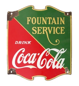 Vintage Coca-Cola Fountain Service Porcelain Sign