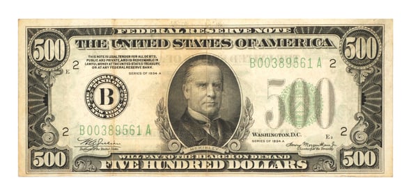 $500 Federal Reserve Note Bill, 1934 A