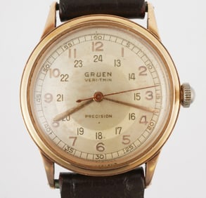 GRUEN 14K Veri-Thin Pan Am Wrist Watch