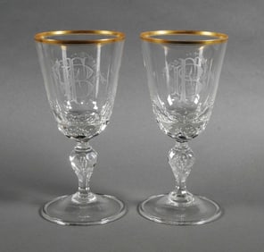 Friedrich Bayer Monogram Crystal Goblets (2)