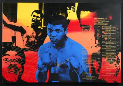 Rare Signed MUHAMMAD ALI Pop Art on Canvas