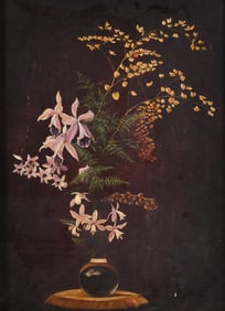 19C German School, Orchids in Vase