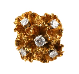 18K Gold Diamond Flower Bouquet Ring