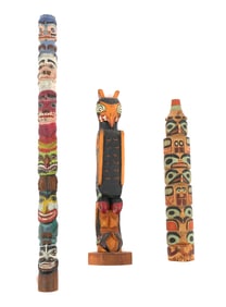 (3) Carved Native American Totem