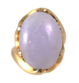 14K Gold Purple Jade Ring