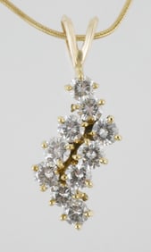 14K Gold Diamond Pendant With Necklace