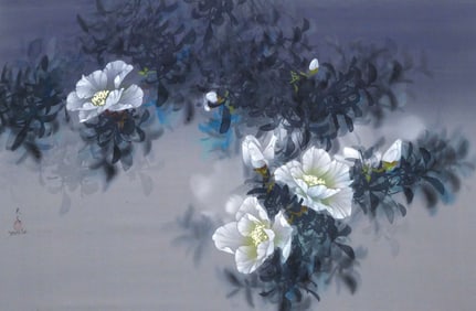 DAVID LEE Winter's Promise Painting on Silk