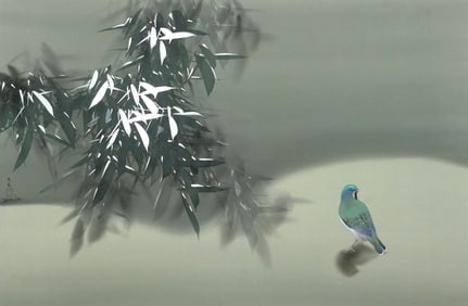 DAVID LEE Soft Flowers Painting on Silk