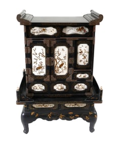 19C Japanese Shibayama Miniature Cabinet