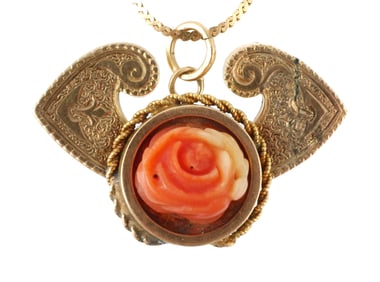 14K Gold Antique Etruscan Revival Necklace