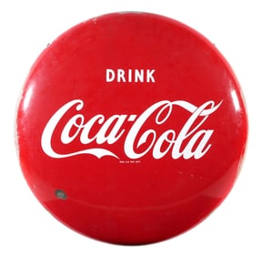 Vintage Coca-Cola Button Porcelain Sign